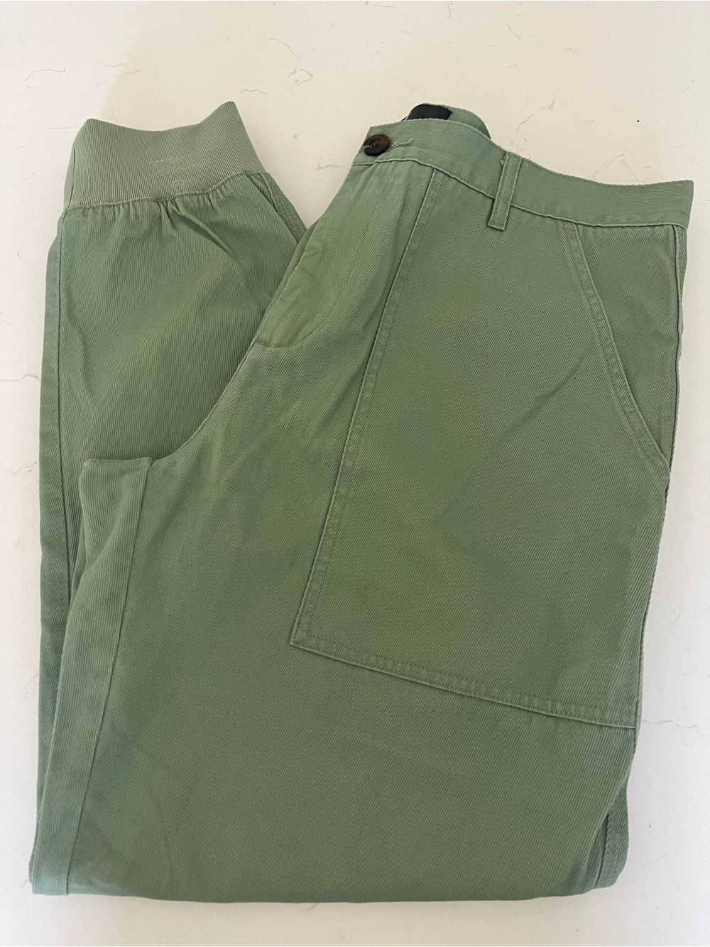Men's Olive Green Cargo Pants with Elastic Back Waist